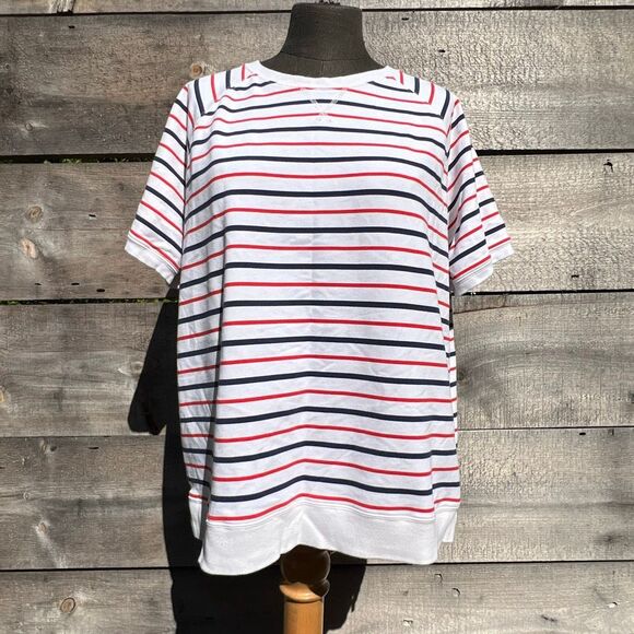 St. John's Bay Women's Striped Pullover Classic Sweatshirt Size XL - Picture 1 of 8